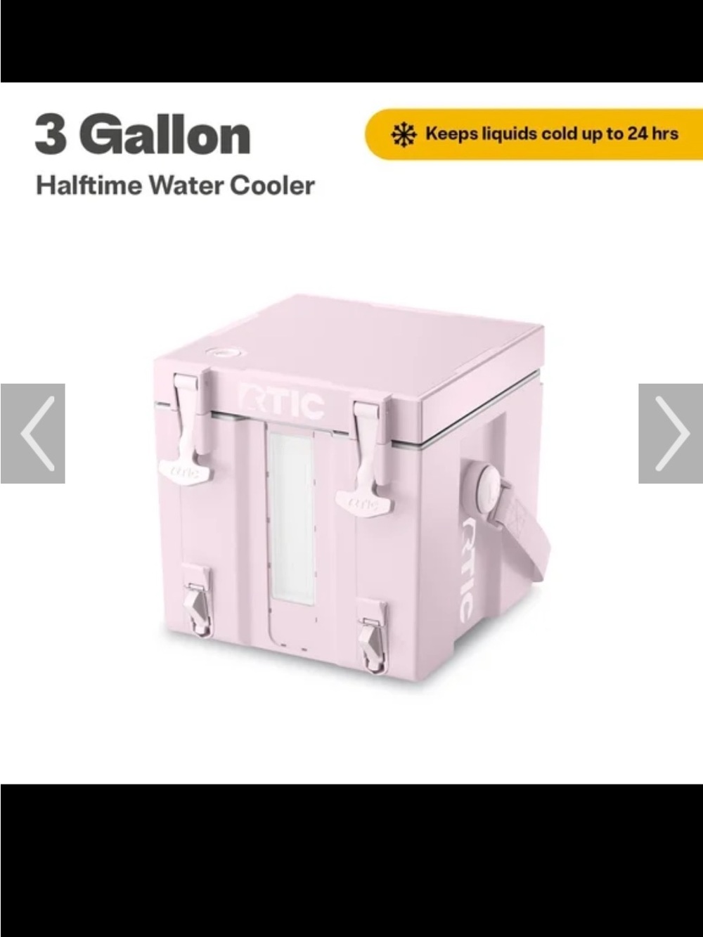New RTIC halftime water cooler drink dispenser 3 gallon pale pink